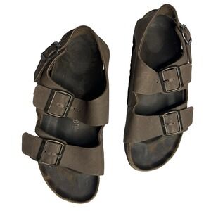 Birkenstock Strap Slingback Sandals‎ Suede Brown Leather 39 Worn
